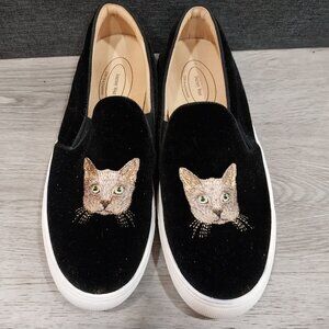 Black Velvet  Shoe Sneakers KittyCat  Size 9.5 Never Worn New!